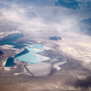Aerial view of the Rockwood Lithium mine in Silver Peak Nevada